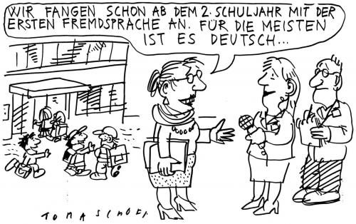 Cartoon: Fremdsprache (medium) by Jan Tomaschoff tagged schule,bildung,migration,fremdsprachen