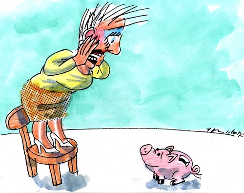 Cartoon: Furcht (medium) by Jan Tomaschoff tagged geld,finanzen,sparschwein,finanzkrise,arm,armut,pleite,geld,finanzen,sparschwein,finanzkrise,arm,armut,pleite
