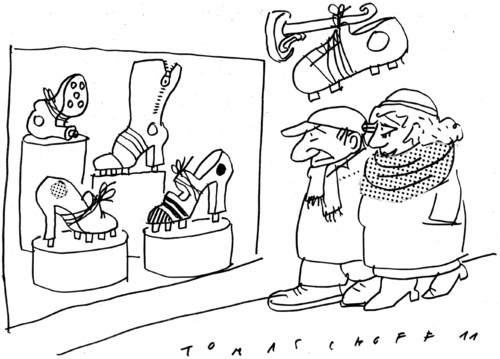 Cartoon: Fußballfieber (medium) by Jan Tomaschoff tagged fußball,schuhe,shopping,fußball,schuhe,shopping,fussball,mode,fashion