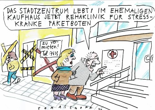 Cartoon: Fussgängerzone (medium) by Jan Tomaschoff tagged stadt,fussgängerzone,läden,stadt,fussgängerzone,läden