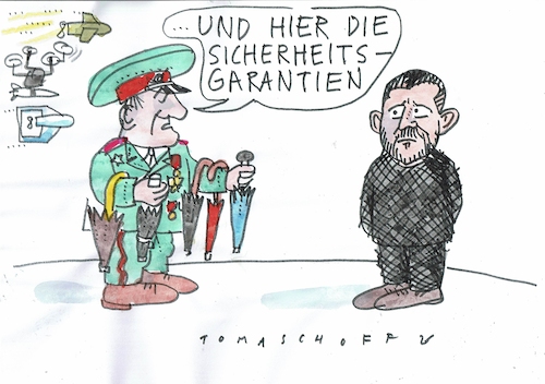 Cartoon: Garantien (medium) by Jan Tomaschoff tagged selensky,ukraine,russland,krieg,selensky,ukraine,russland,krieg