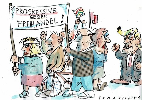 Cartoon: Gegen TTIP (medium) by Jan Tomaschoff tagged freihandel,isolationismus,freihandel,isolationismus