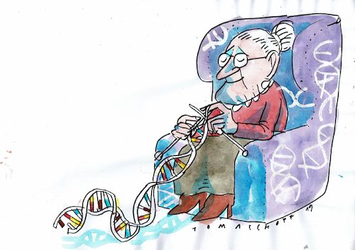 Cartoon: Gene (medium) by Jan Tomaschoff tagged genetik,alter,genetik,alter