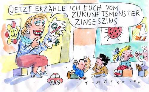 Cartoon: Generationen (medium) by Jan Tomaschoff tagged generationen,staatsschulden,zinsen,zinseszins
