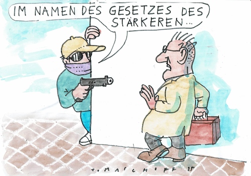 Cartoon: Gesetz (medium) by Jan Tomaschoff tagged gesetz,gewalt,fairness,gesetz,gewalt,fairness