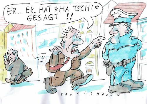 Cartoon: ha tschi (medium) by Jan Tomaschoff tagged korona,viren,epidemie,korona,viren,epidemie