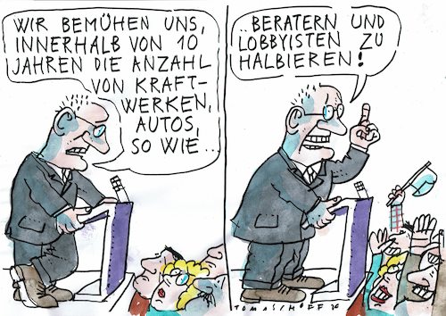 Cartoon: halbieren (medium) by Jan Tomaschoff tagged politik,lobby,geld,politik,lobby,geld