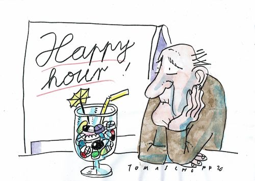 Cartoon: happy (medium) by Jan Tomaschoff tagged alter,medikamente,polypharmazie,alter,medikamente,polypharmazie
