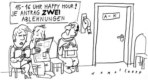 Cartoon: Happy Hour (medium) by Jan Tomaschoff tagged happy,hour,arbeitsamt,happy hour,arbeitsamt,job,arbeit,antrag,happy,hour