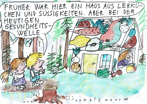 Cartoon: Haus (medium) by Jan Tomaschoff tagged lebkuchen,süßes,obst,ernährung,lebkuchen,süßes,obst,ernährung