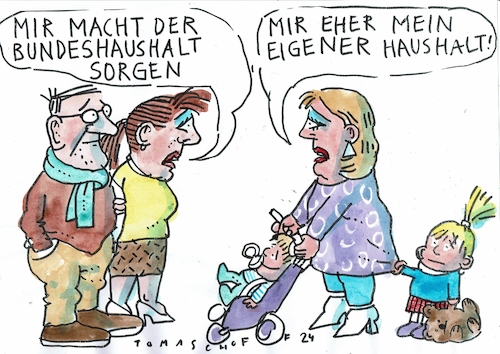 Cartoon: Haushalt (medium) by Jan Tomaschoff tagged haushalt,staat,familie,haushalt,staat,familie