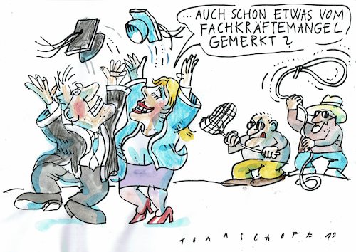 Cartoon: Headhunter (medium) by Jan Tomaschoff tagged fachkräftemangel,fachkräftemangel