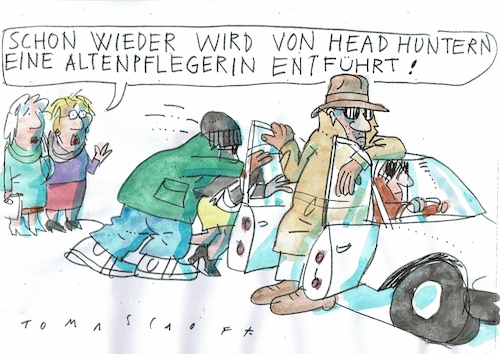 Cartoon: Headhunter (medium) by Jan Tomaschoff tagged pflege,notsctand,fachkräftemangel,pflege,notsctand,fachkräftemangel