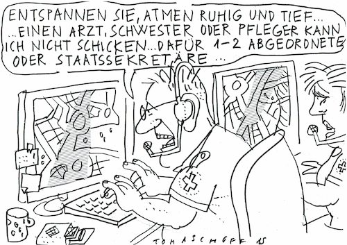 Cartoon: Hilfe (medium) by Jan Tomaschoff tagged fachkräftemangel,gesundheitswesen,fachkräftemangel,gesundheitswesen