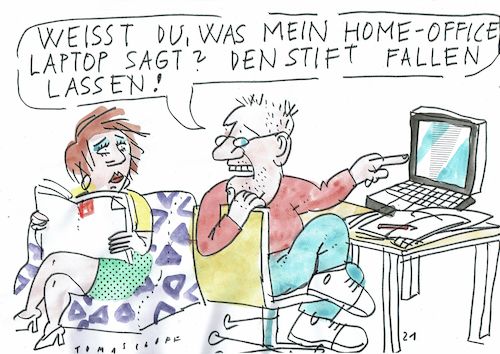 Cartoon: home office (medium) by Jan Tomaschoff tagged corona,home,office,arbeitszeit,corona,home,office,arbeitszeit