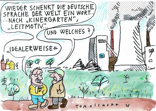 Cartoon: ideal (medium) by Jan Tomaschoff tagged dekarbonisierung,fossile,brennstoffe,kohleausstieg,dekarbonisierung,fossile,brennstoffe,kohleausstieg