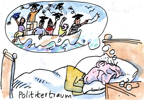 Cartoon: Idealflüchtlinge (medium) by Jan Tomaschoff tagged armutsflüchtlinge,fachkräftemangel,armutsflüchtlinge,fachkräftemangel