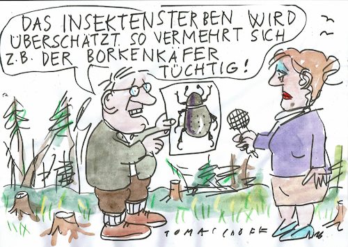 Cartoon: Käfer (medium) by Jan Tomaschoff tagged borkenkäfer,wald,insekten,borkenkäfer,wald,insekten