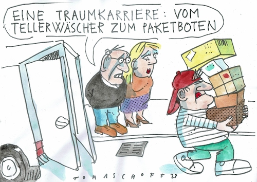 Cartoon: Karriere (medium) by Jan Tomaschoff tagged prekäre,jobs,pektdienst,prekäre,jobs,pektdienst
