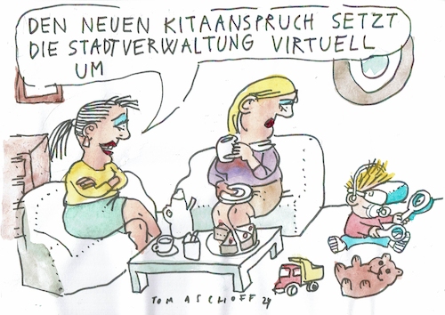 Cartoon: Kita (medium) by Jan Tomaschoff tagged kind,kita,kitapplatz,erziehung,kind,kita,kitapplatz,erziehung