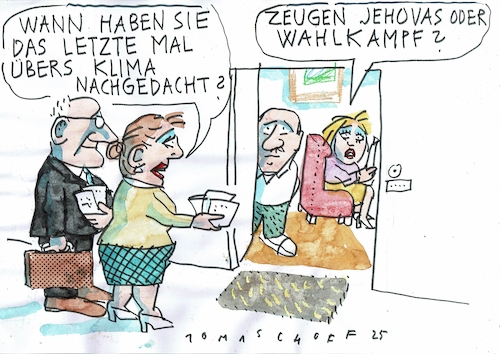 Cartoon: Klima (medium) by Jan Tomaschoff tagged wahlen,wahlkampf,klima,wahlen,wahlkampf,klima