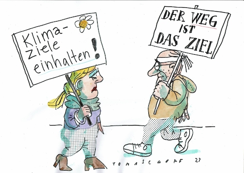 Cartoon: Klimaziele (medium) by Jan Tomaschoff tagged klimaziele,weg,klimaziele,weg