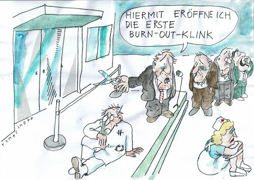 Cartoon: Klinik (medium) by Jan Tomaschoff tagged burnout,gesundheitswesen,burnout,gesundheitswesen