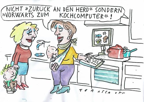Cartoon: Kochcomputer (medium) by Jan Tomaschoff tagged frauen,gleichberechtigung,haushalt,frauen,gleichberechtigung,haushalt