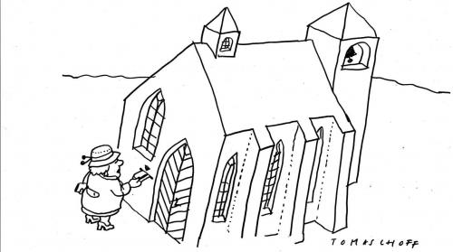 Cartoon: Kollekte (medium) by Jan Tomaschoff tagged kirche,religion,kirchenaustritte,glaube,kirchensteuer,electronic,cash