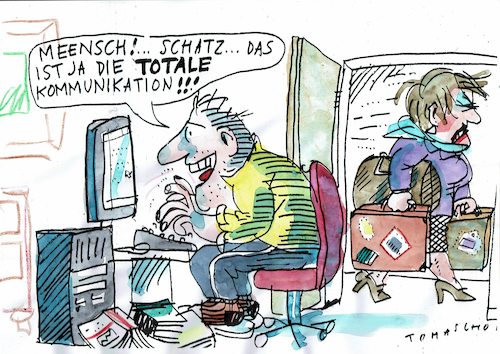 Cartoon: Kommunikation total (medium) by Jan Tomaschoff tagged ehe,partnerschaft,internet,ehe,partnerschaft,internet
