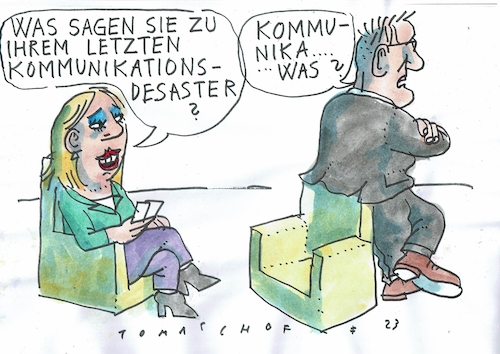 Cartoon: Kommunikationsdesaster (medium) by Jan Tomaschoff tagged kommunikation,diskurs,toleranz,kommunikation,diskurs,toleranz