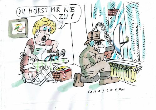 Cartoon: Kommunnikation (medium) by Jan Tomaschoff tagged partnerschaft,geheimdienst,partnerschaft,geheimdienst