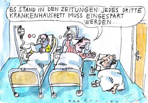 Cartoon: Krankenhausbetten (medium) by Jan Tomaschoff tagged gesundheit,finanzen,krankenhaus,gesundheit,finanzen,krankenhaus
