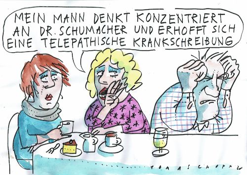 Cartoon: Krankmeldung (medium) by Jan Tomaschoff tagged corona,abstand,krankmeldung,corona,abstand,krankmeldung