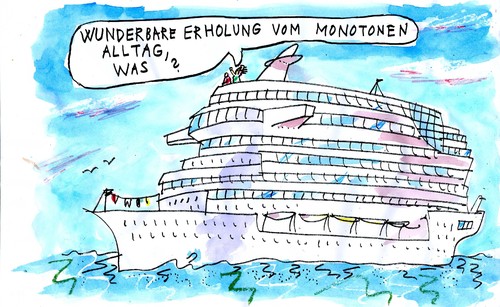Cartoon: Kreuzfahrt (medium) by Jan Tomaschoff tagged massen,tourismus,massen,tourismus