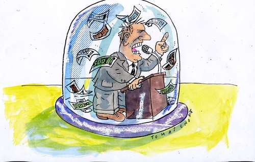 Cartoon: Krise (medium) by Jan Tomaschoff tagged krise,wirtschaftskrise,geld,banken,banker