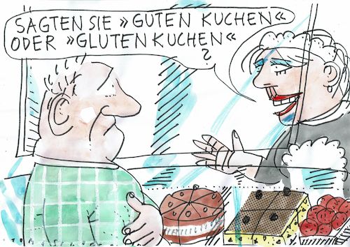 Cartoon: Kuchen (medium) by Jan Tomaschoff tagged ernährung,unverträglichkeit,gluten,ernährung,unverträglichkeit,gluten