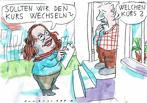 Cartoon: Kurs (medium) by Jan Tomaschoff tagged spd,nahles,volkspartei,spd,nahles,volkspartei