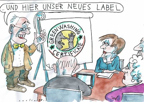 Cartoon: Label (medium) by Jan Tomaschoff tagged umwelttrick,greenwashing,umwelttrick,greenwashing