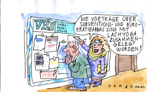 Cartoon: Lachyoga (medium) by Jan Tomaschoff tagged subventionen,bürokratieabbau