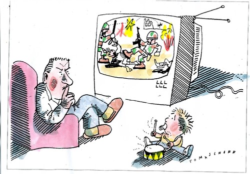 Cartoon: Lärm (medium) by Jan Tomaschoff tagged krieg,kind,krieg,kind