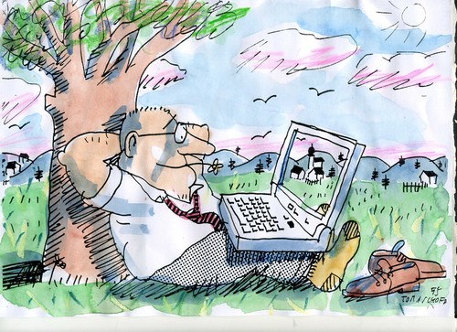 Cartoon: Laptoplandscape (medium) by Jan Tomaschoff tagged pc,cyber,realität,pc,cyber,realität