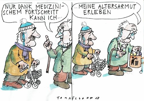 Cartoon: Lebenserwartung (medium) by Jan Tomaschoff tagged alter,renten,armut,alter,renten,armut
