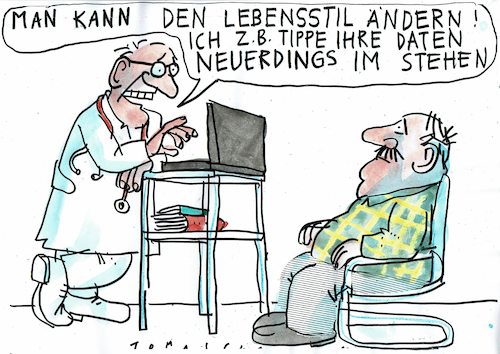 Cartoon: Lebensstil (medium) by Jan Tomaschoff tagged arzt,bewegubg,lebensstil,krankheit,arzt,bewegubg,lebensstil,krankheit