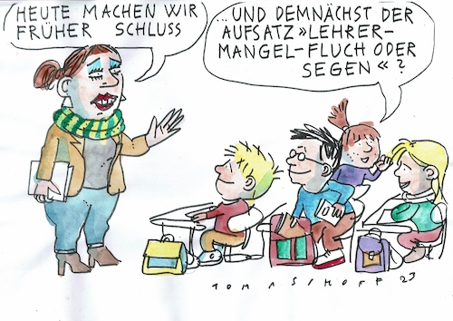 Cartoon: Lehrermangel (medium) by Jan Tomaschoff tagged schule,fachkräfte,lehrer,schule,fachkräfte,lehrer