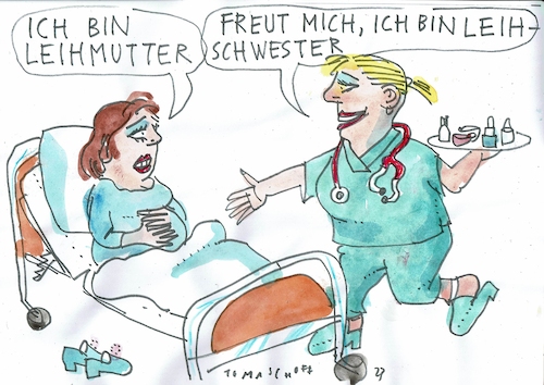 Cartoon: Leihen (medium) by Jan Tomaschoff tagged fachkräfte,gesundheit,pflege,fachkräfte,gesundheit,pflege