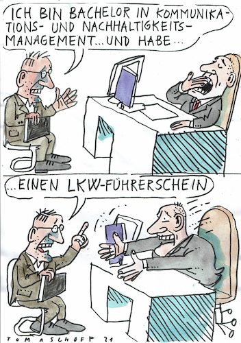 Cartoon: LKW (medium) by Jan Tomaschoff tagged fachkräftemangel,lkw,spedition,fachkräftemangel,lkw,spedition