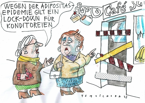 Cartoon: Lock down (medium) by Jan Tomaschoff tagged übergewicht,adipositas,süßes,übergewicht,adipositas,süßes
