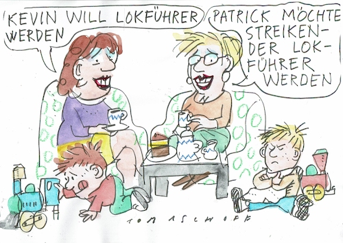 Cartoon: Lokführer (medium) by Jan Tomaschoff tagged lokführer,streik,bahn,lokführer,streik,bahn