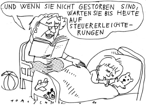 Cartoon: Märchen (medium) by Jan Tomaschoff tagged steuererleichterungen,steuererleichterungen,steuer,geld,finanzen